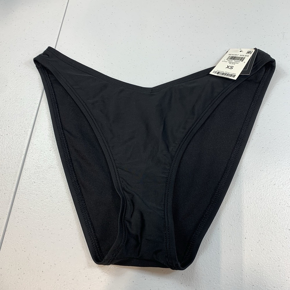 Bar III Women's Swim Bikini Bottom XS Black High Waist French Cut Swimsuit Beach